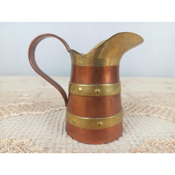 R Martinez Tea Set Sugar And Creamer Pot Copper And Brass Construction Mexico - Picture 4 of 7